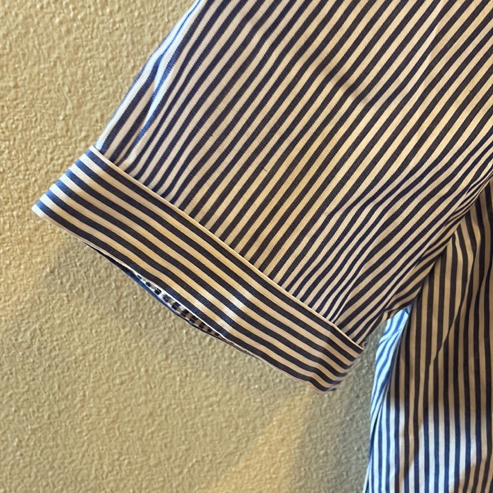 Zara Basic Cropped Collared Button Up Blouse Blue… - image 6